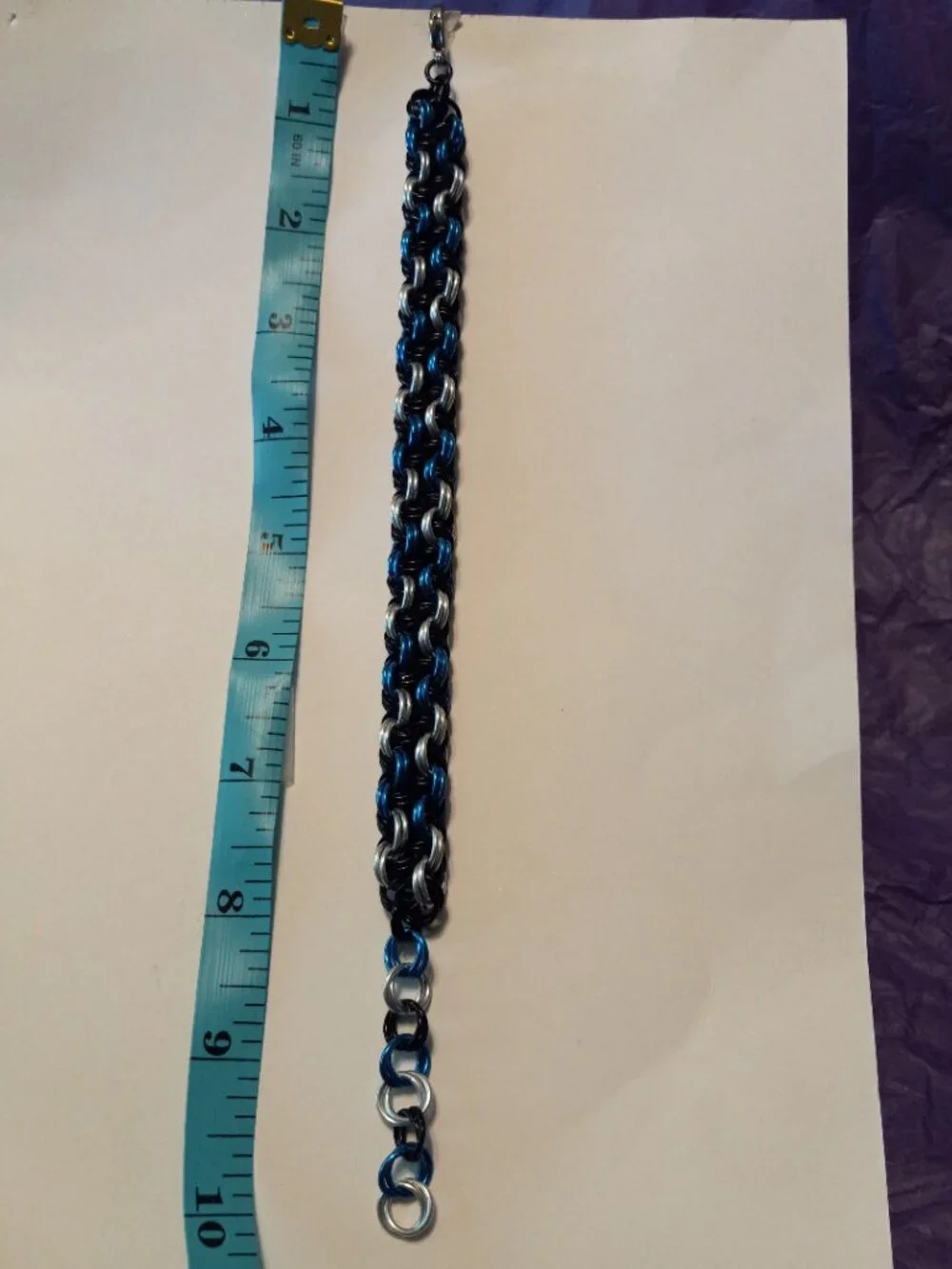 Blue, black, & silver Chain Mail bracelet